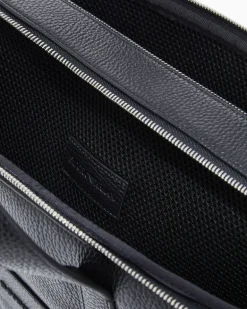 Businesstasche aus getrommeltem Leder Schwarz