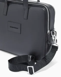 Businesstasche aus getrommeltem Leder Schwarz