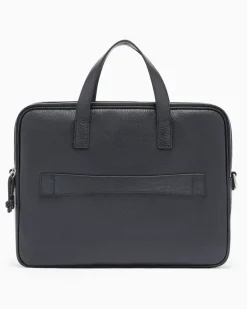 Businesstasche aus getrommeltem Leder Schwarz