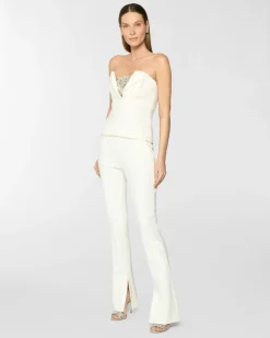 Bustier top with crystal embroidery White