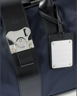 Butterfly Leather-Trimmed Nylon Duffle Bag Black