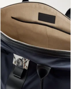 Butterfly Leather-Trimmed Nylon Duffle Bag Black