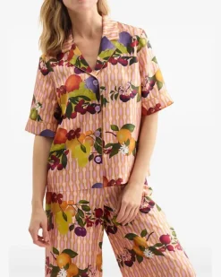 Canelle Pyjama-Hose mit Früchte-Print - Rosa