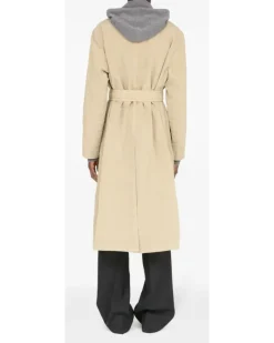 Canvas-Trenchcoat mit Gürtel - Nude