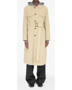 Canvas-Trenchcoat mit Gürtel - Nude