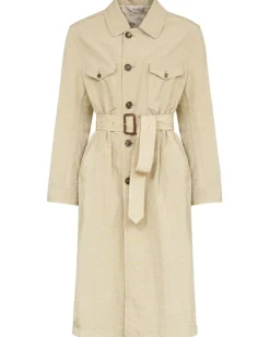 Canvas-Trenchcoat mit Gürtel - Nude