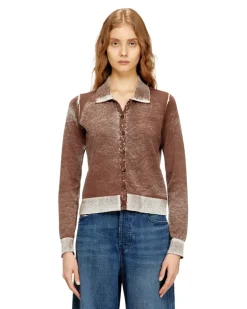 Cardigan mit verblasstem Umkehrdruck - Strickwaren - Damen - Braun