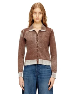Cardigan mit verblasstem Umkehrdruck - Strickwaren - Damen - Braun