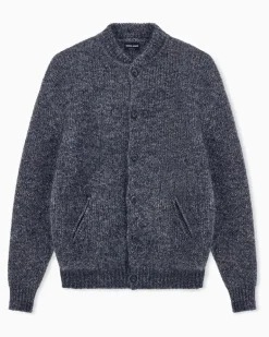 Cardigan Regular Passform Mohairmischung Knopfleiste Blau
