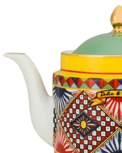 Carretto Teekanne mit Siciliano-Print - Weiß