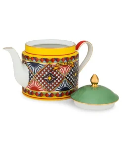 Carretto Teekanne mit Siciliano-Print - Weiß