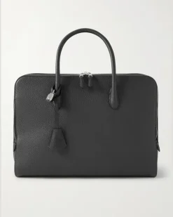 Century Full-Grain Leather Weekend Bag Black