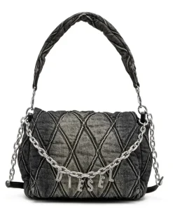 Charm-D M-Schultertasche aus Steppdenim - Schultertaschen - Damen - Schwarz