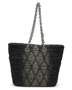 Charm-D-Tote Tasche aus gestepptem Denim - Shoppers - Damen - Schwarz