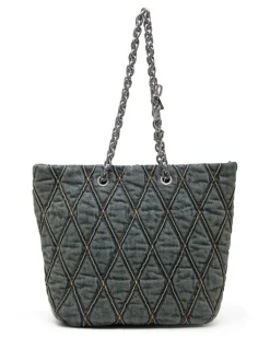 Charm-D-Tote-Tasche aus gestepptem Denim - Shoppers - Damen - Blau