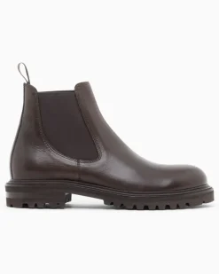 Chelsea-Boots aus Glattleder mit elastischen Einsätzen Braun
