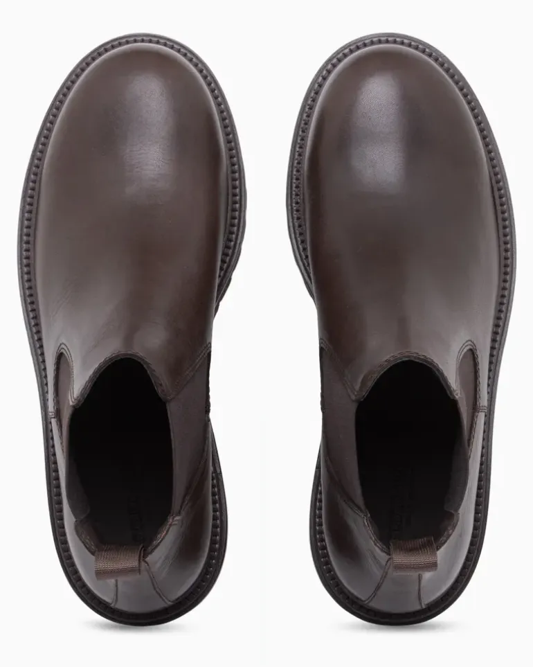Chelsea-Boots aus Glattleder mit elastischen Einsätzen Braun