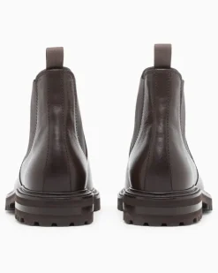 Chelsea-Boots aus Glattleder mit elastischen Einsätzen Braun
