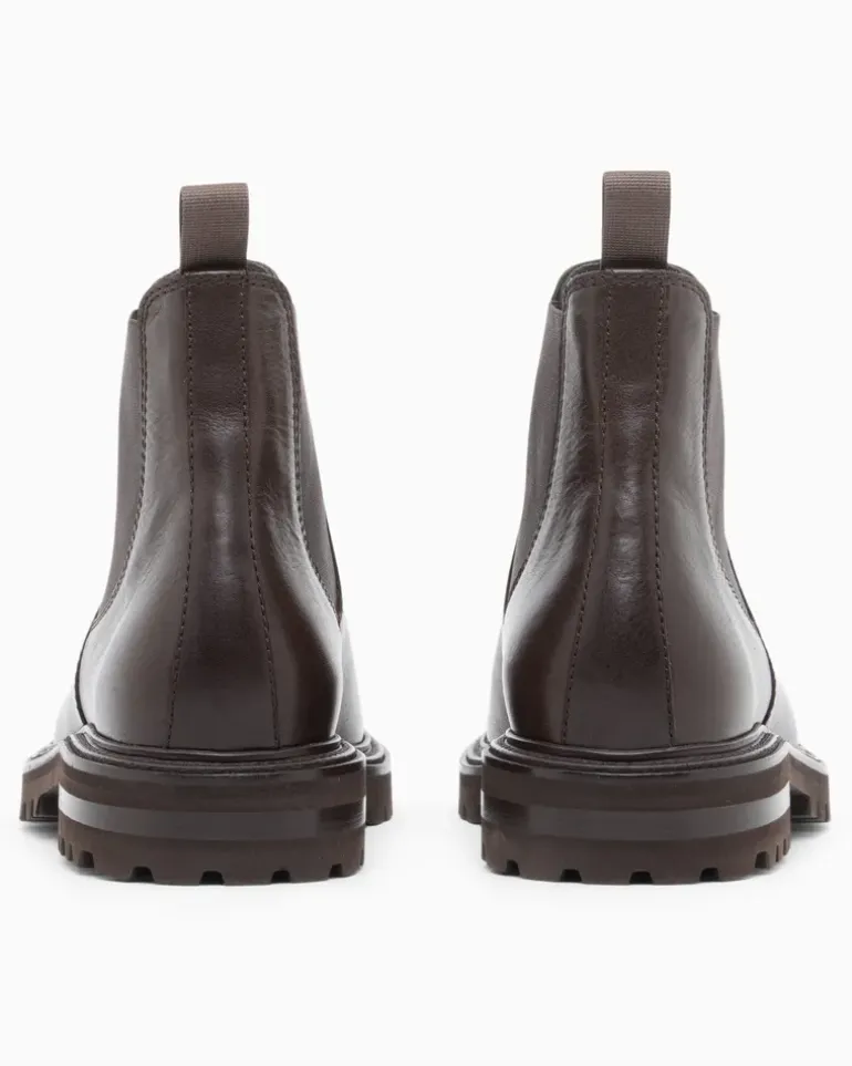 Chelsea-Boots aus Glattleder mit elastischen Einsätzen Braun