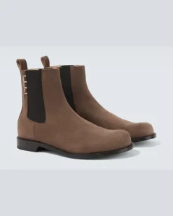 Chelsea Boots aus Veloursleder Braun