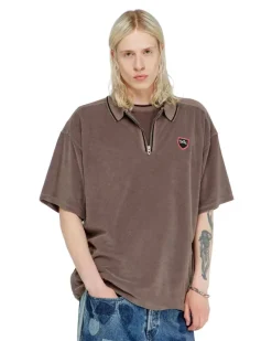 Chenille-Poloshirt mit shield patch - Polohemden - Herren - Braun
