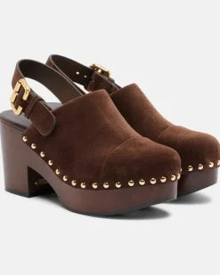 Chloé Clogs Jeannette 40 aus Veloursleder Beige