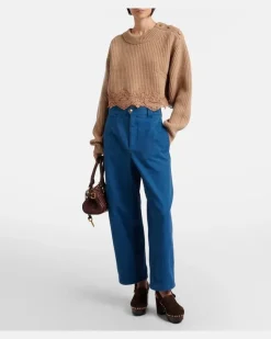Chloé Clogs Jeannette 40 aus Veloursleder Beige