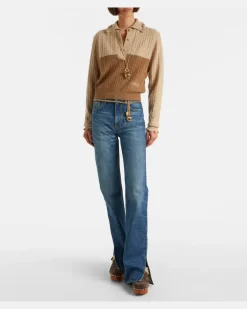 Chloé Clogs Jeannette mit Shearling Braun
