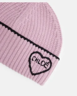 Chloé Mütze Chloé Encœur aus Wolle und Kaschmir Rosa
