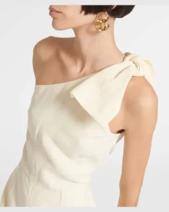 Chloé One-Shoulder Jumpsuit aus Leinen Weiß
