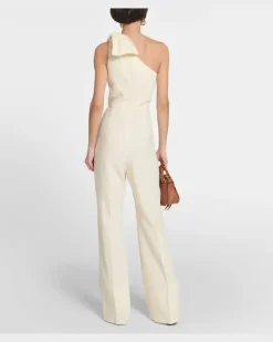 Chloé One-Shoulder Jumpsuit aus Leinen Weiß