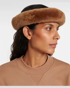 Chloé Stirnband aus Shearling Braun