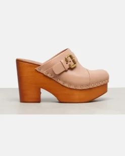 Chloé Verzierte Clogs Jeannette 80 aus Leder Rosa