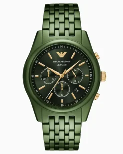 Chronograph aus grüner Keramik Mehrfarbig