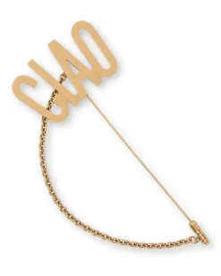 Ciao Brosche mit Kettendetail - Gold