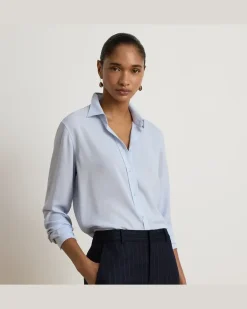 Classic-Fit Hemd aus Georgette Blue