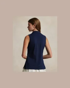 Classic-Fit ärmelloses Poloshirt Blue