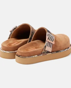 Clogs aus Veloursleder Braun