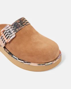 Clogs aus Veloursleder Braun