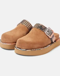 Clogs aus Veloursleder Braun