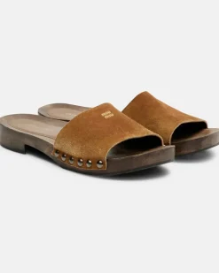 Clogs aus Veloursleder Braun