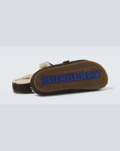 Clogs Urchin aus Veloursleder und Shearling Braun