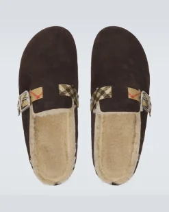 Clogs Urchin aus Veloursleder und Shearling Braun