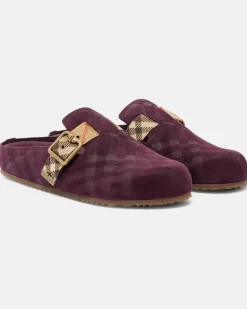 Clogs Urchin aus Veloursleder Burgunderrot