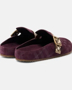 Clogs Urchin aus Veloursleder Burgunderrot