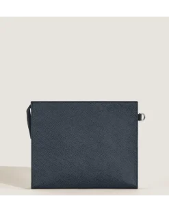 Clutch aus Sartorial Leder - Tweed-Blau - Leder - MB220428 - Clutches