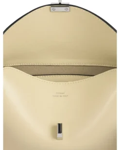Clutch mini T-Lock aus Leder Beige