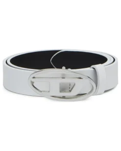 2.4cm breiter Ledergürtel mit emaillierter ovaler D-Schnalle - Gürtel - Damen - Weiss