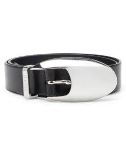 3 cm Gürtel aus Pull-up-Leder mit D-Schließe - Gürtel - Damen - Schwarz