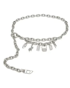 1cm Kettengürtel mit Logo-Anhänger - Gürtel - Damen - Silber